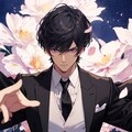 花びらと両手を広げた、黒髪短髪男性＊その3(12枚) 6枚目