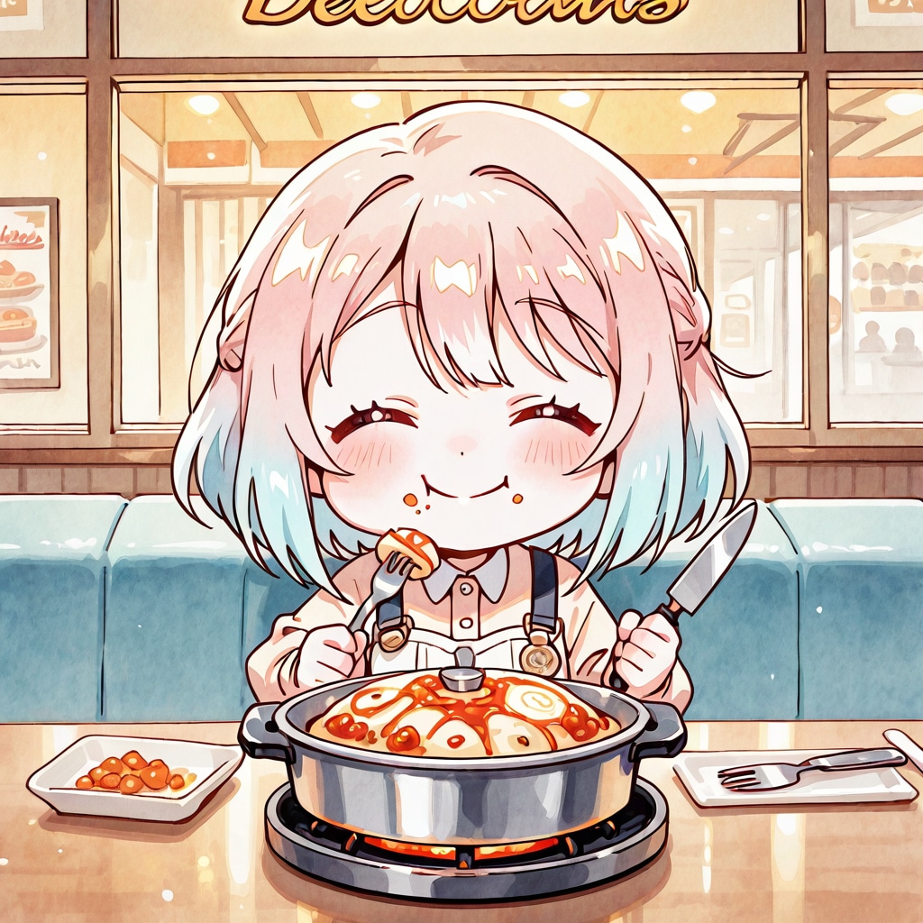 謎の肉を食べるガール