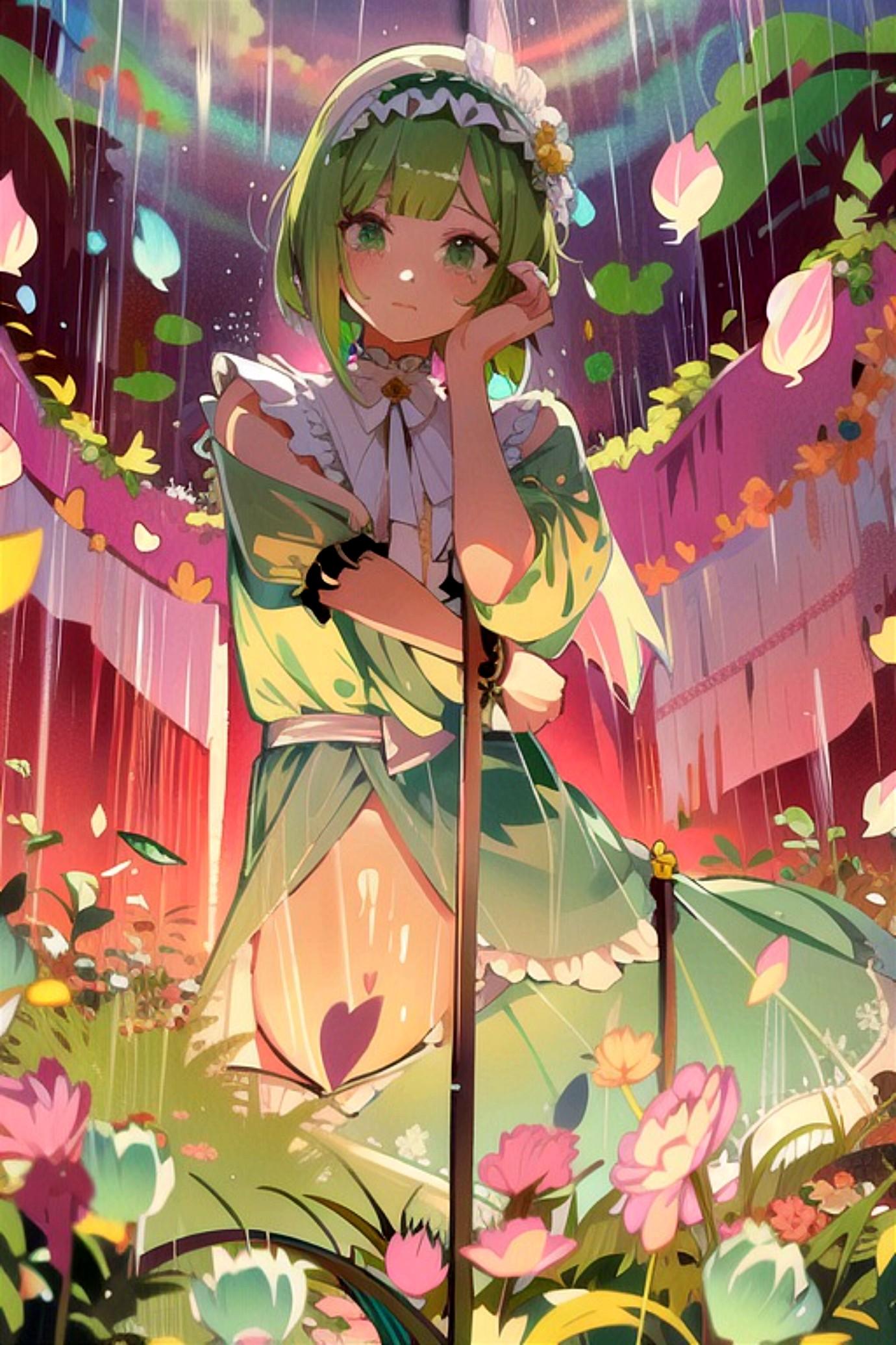 メイド服の緑髪ちゃん | の人気AIイラスト・グラビア