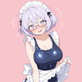 ぐるぐる目お姉さんにスク水メイドを着てもらおう 2枚目