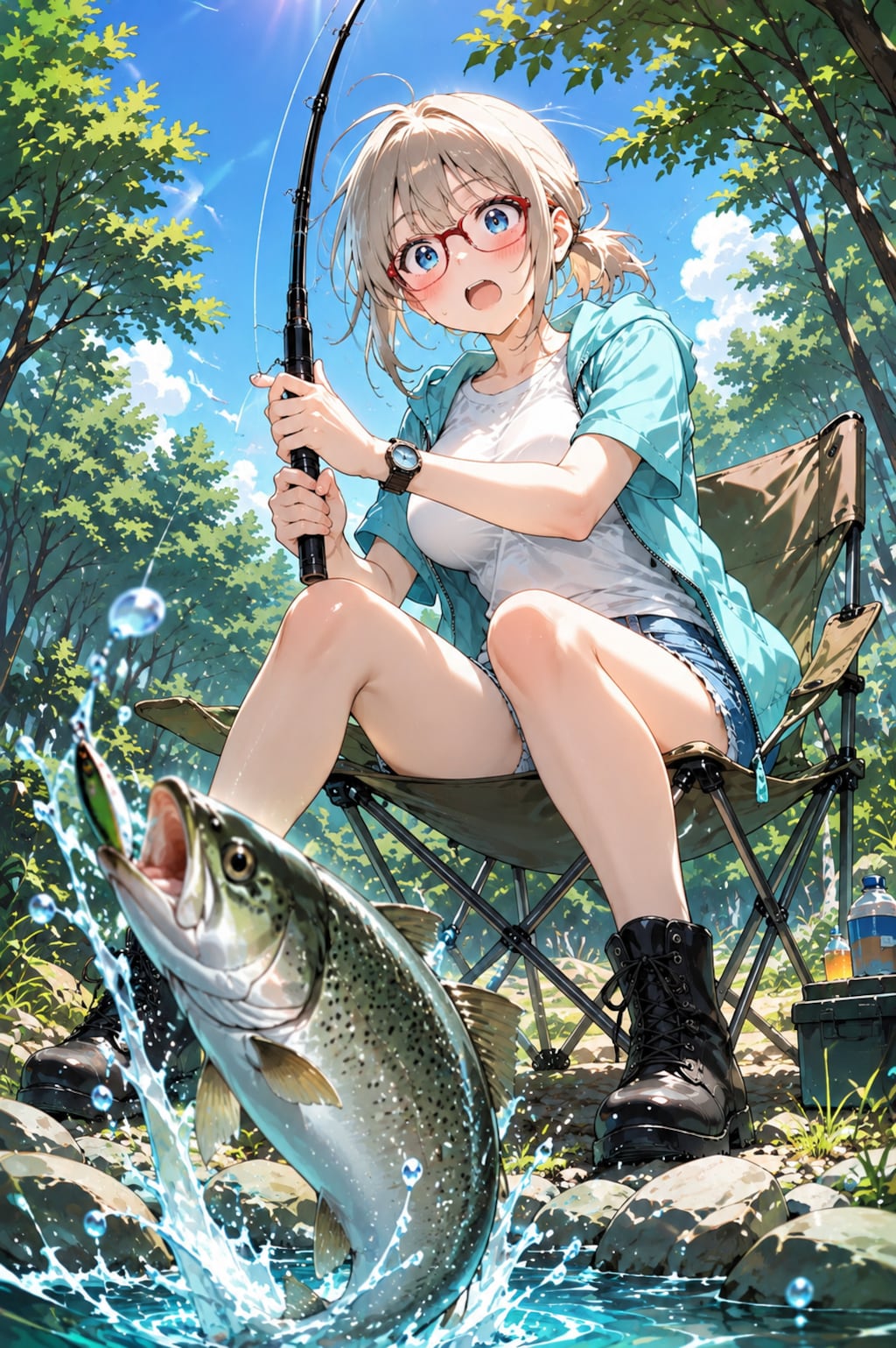 川で釣り！