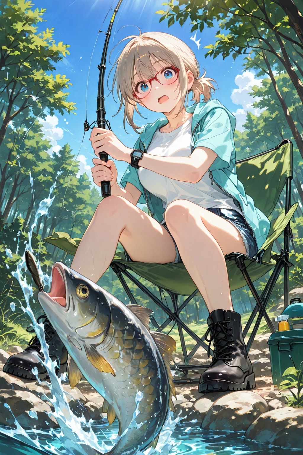 川で釣り！