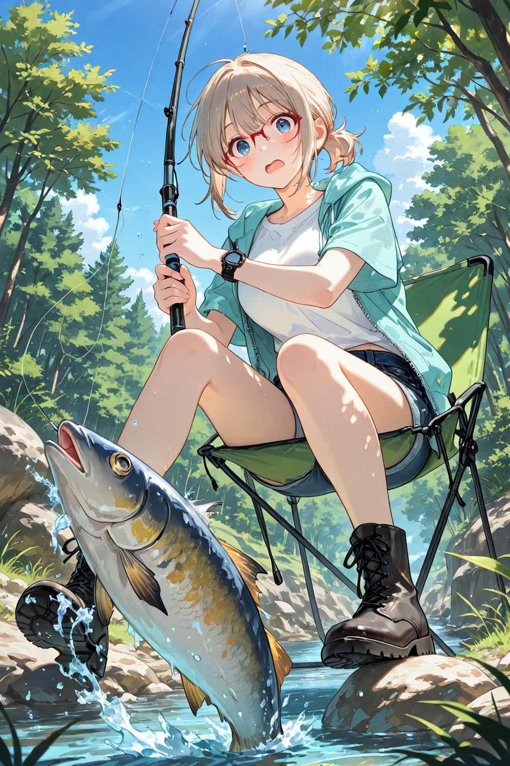 川で釣り！