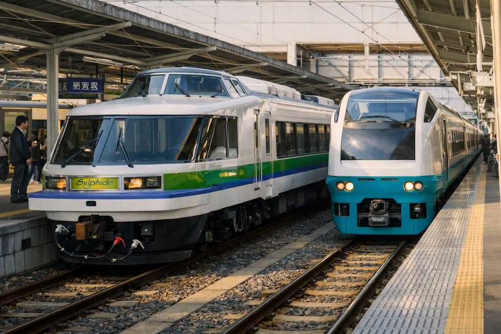 勝田駅に停車中のシルフィード