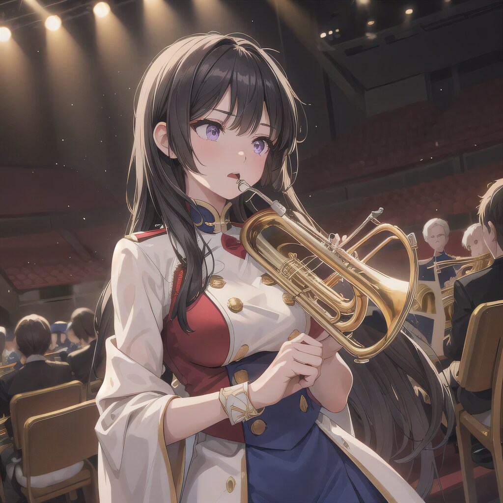 黒髪ロングでブラスバンドの少女２３