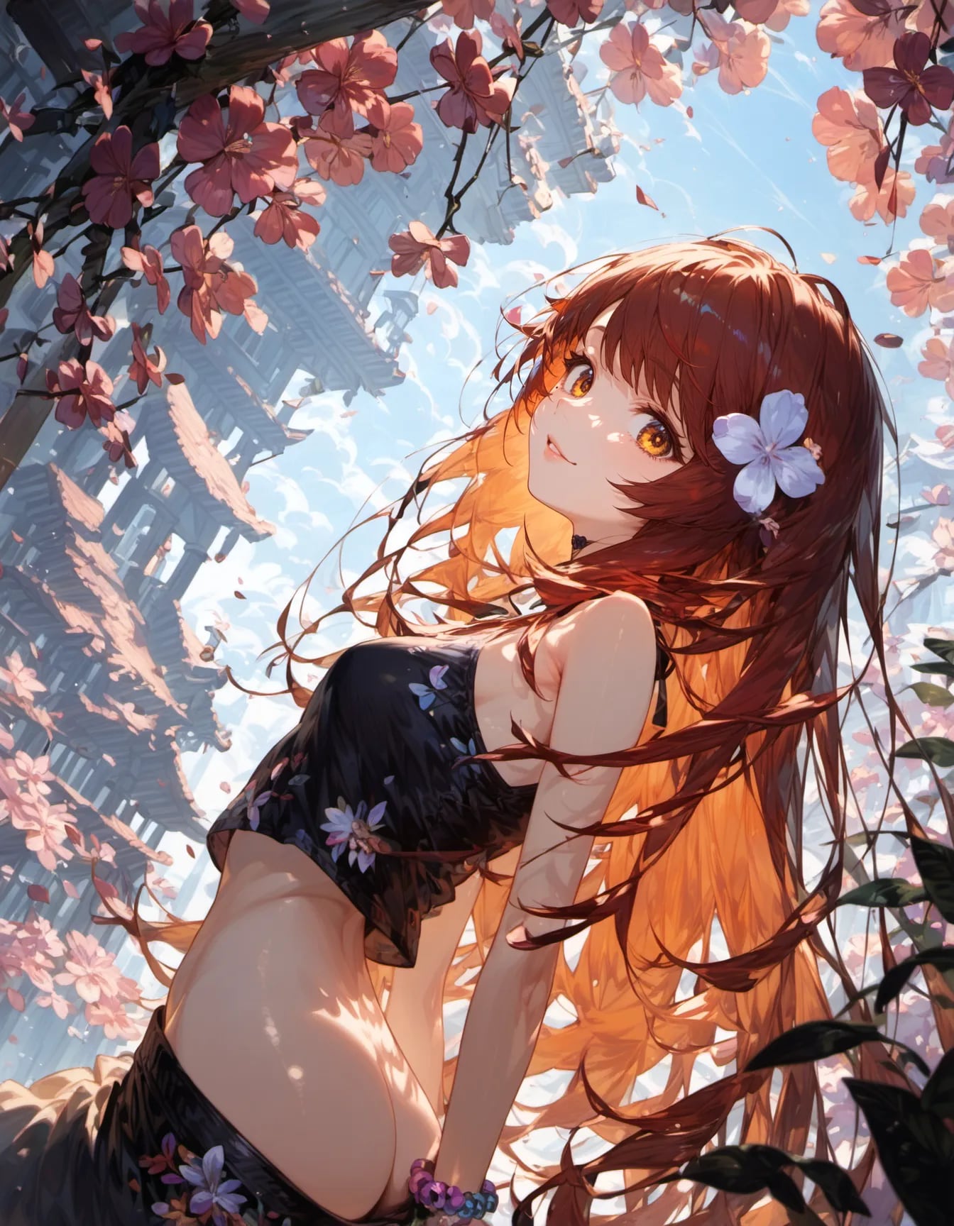 Petals Beneath a Broken Sky | の人気AIイラスト・グラビア