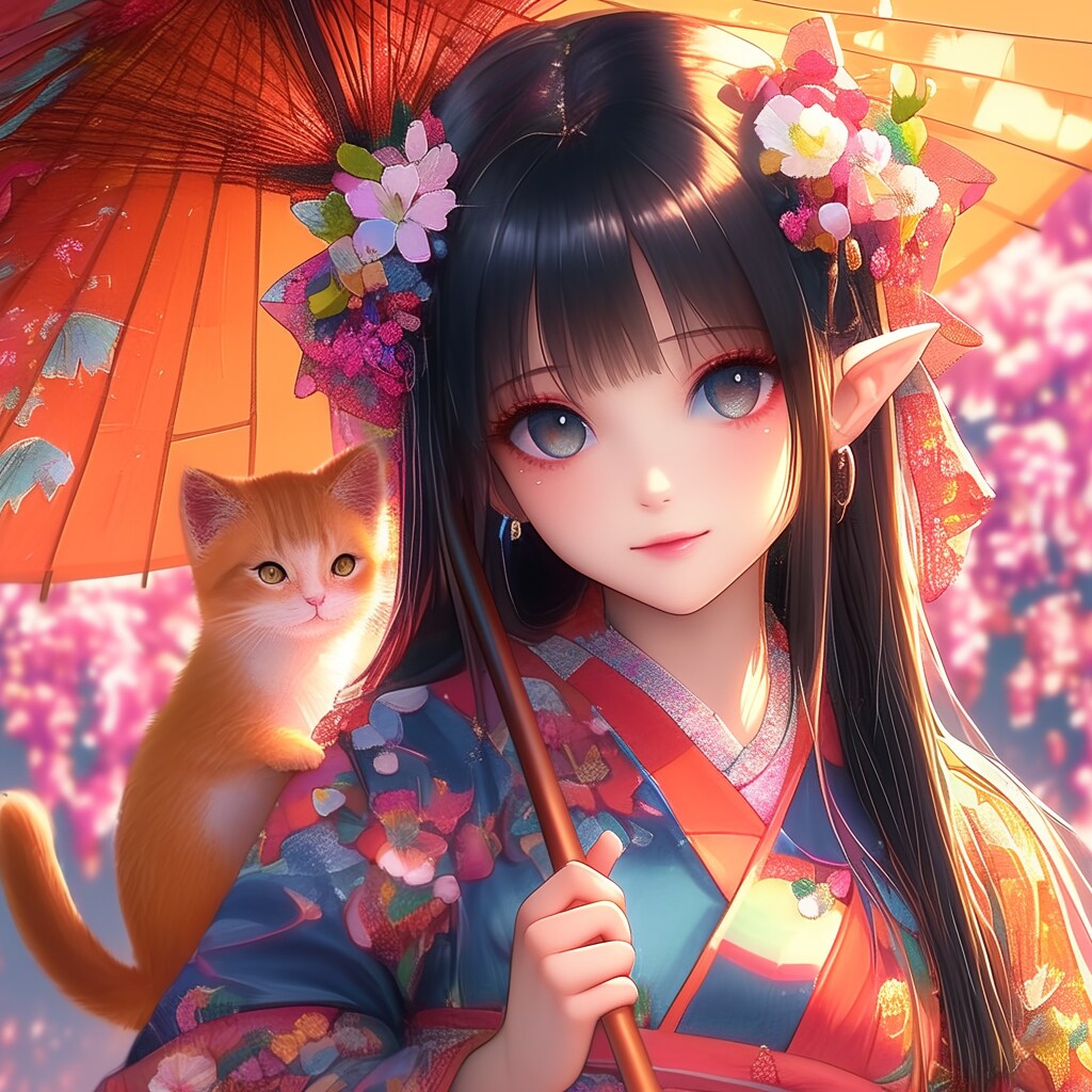 黒髪のエルフ | の人気AIイラスト・グラビア