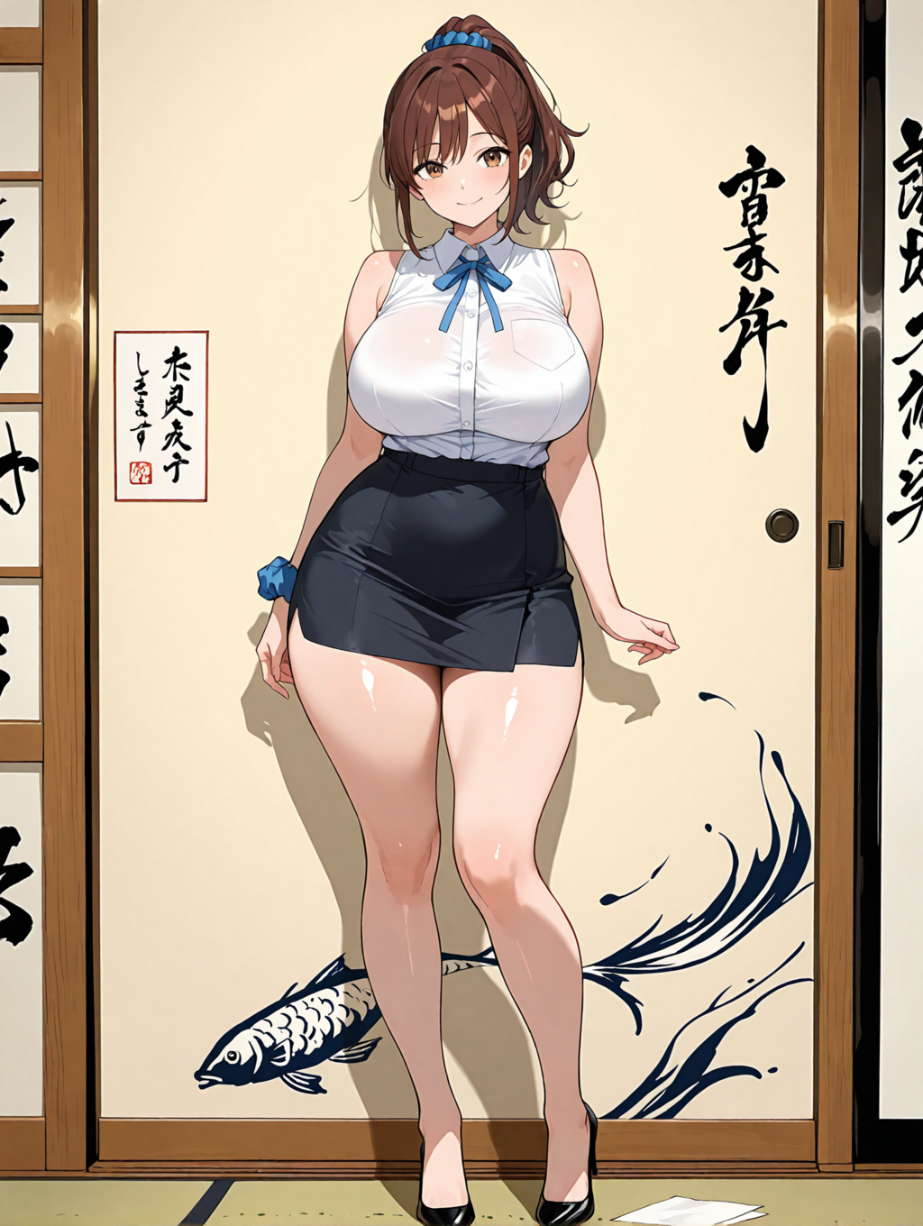 水墨画のある部屋（2枚目左？に魚拓あり）