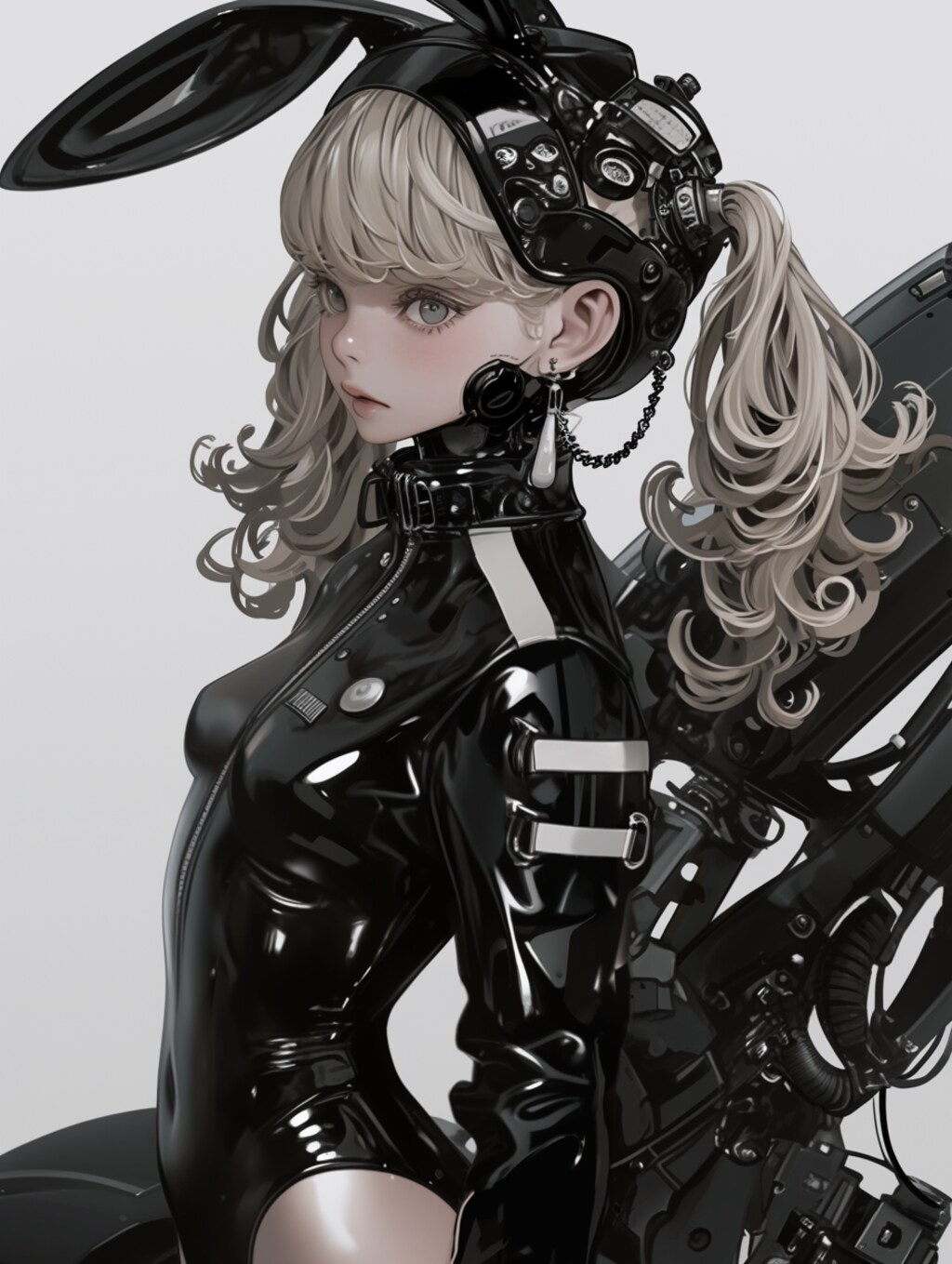 cyber android bunny girl sci-fi mode