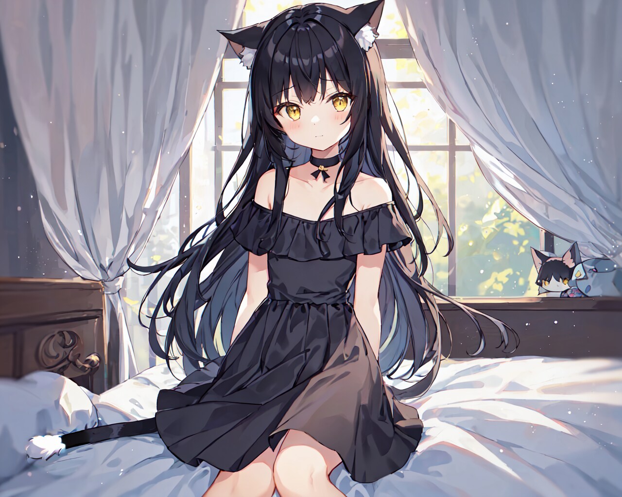 猫耳少女とベッドルーム