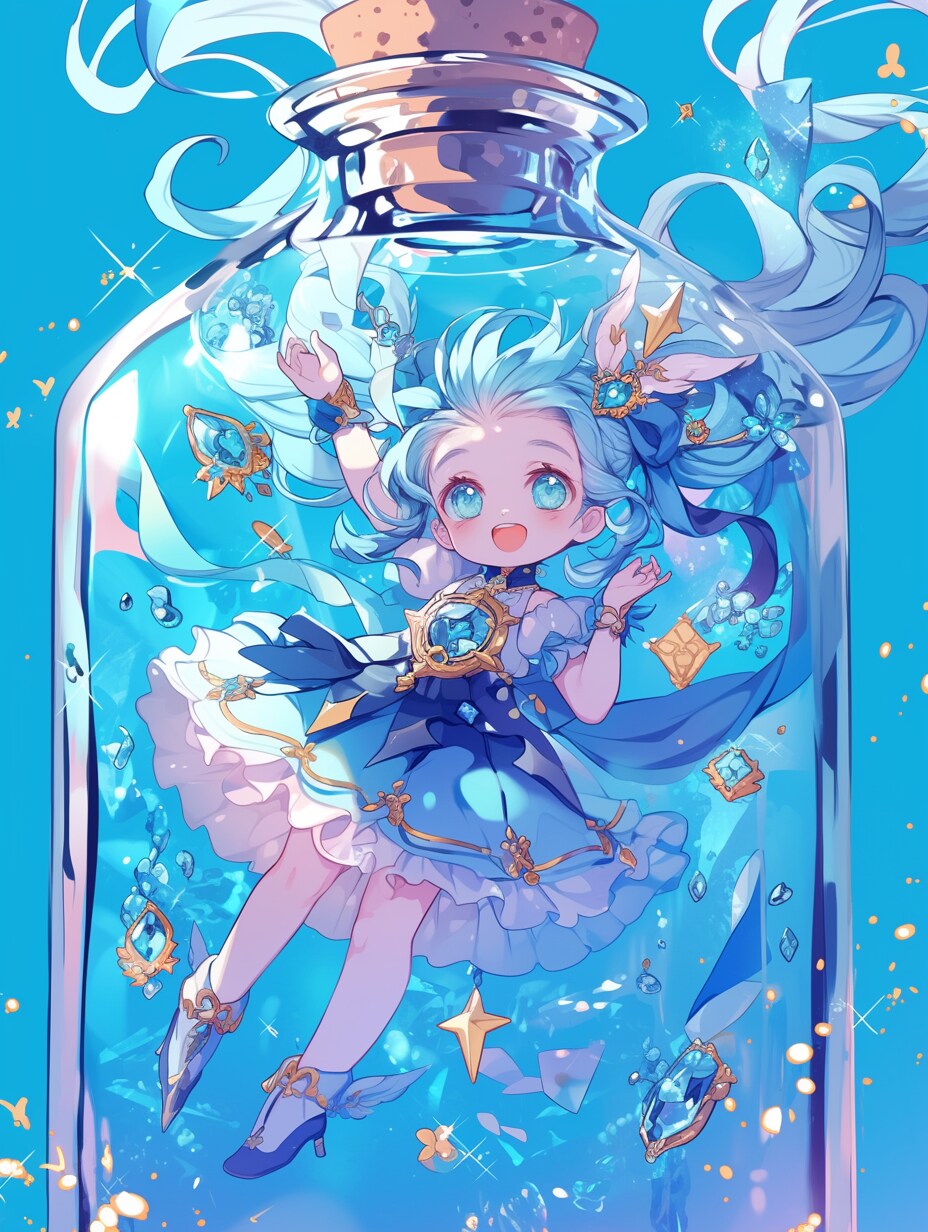 「瓶詰の少女」蒼110 | の人気AIイラスト・グラビア