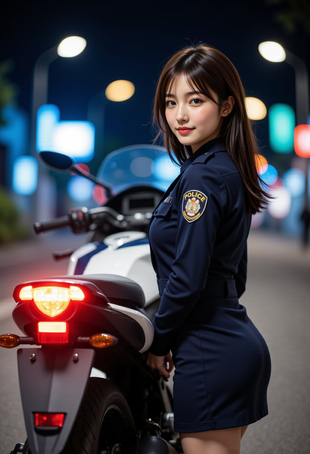 バイクと女性警察官
