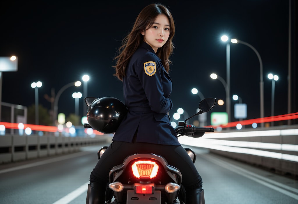 バイクと女性警察官