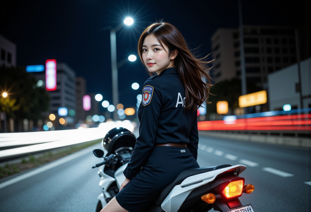 バイクと女性警察官