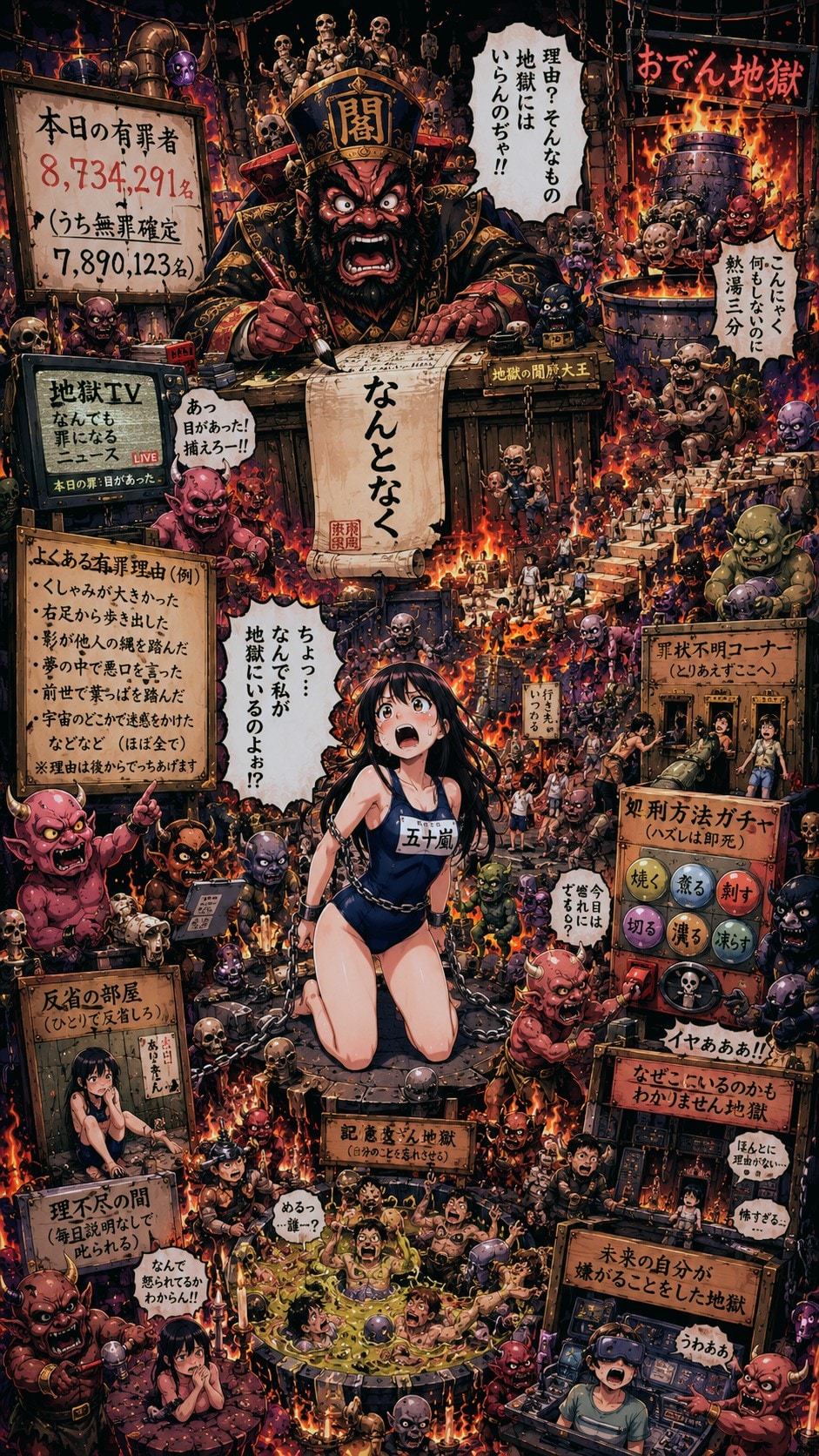 なんとなく地獄に堕ちたスク水お姉やん