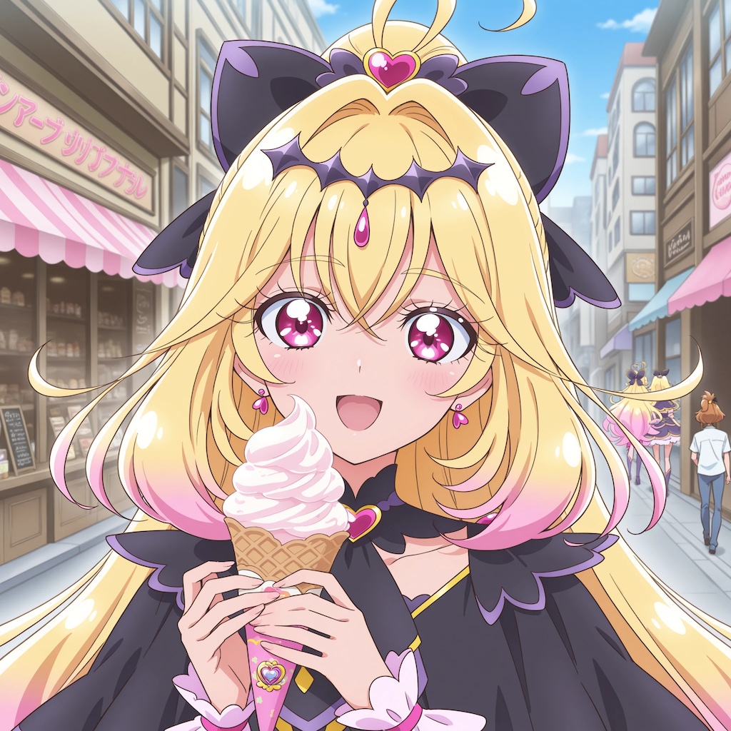 アイスを食べるキュアアルカナ・シャドウさん☆