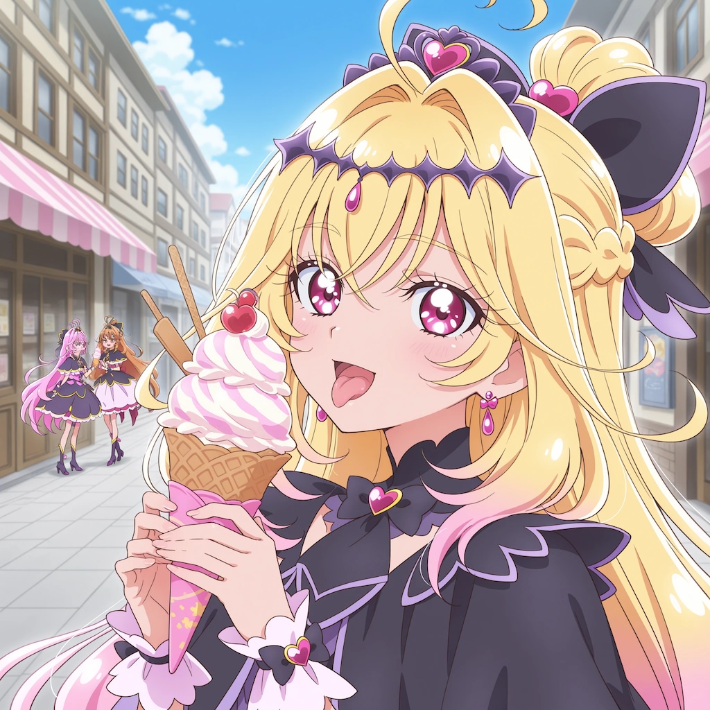 アイスを食べるキュアアルカナ・シャドウさん☆