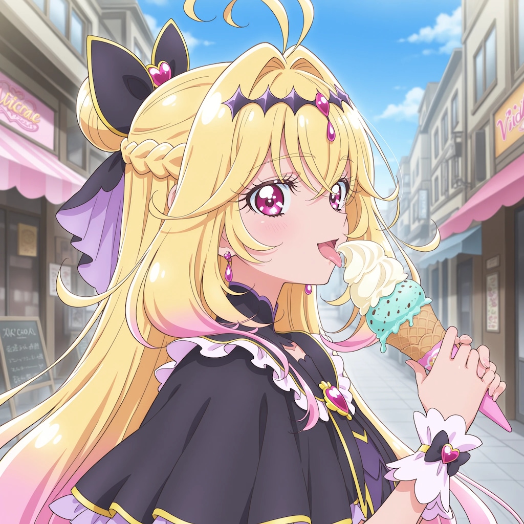 アイスを食べるキュアアルカナ・シャドウさん☆