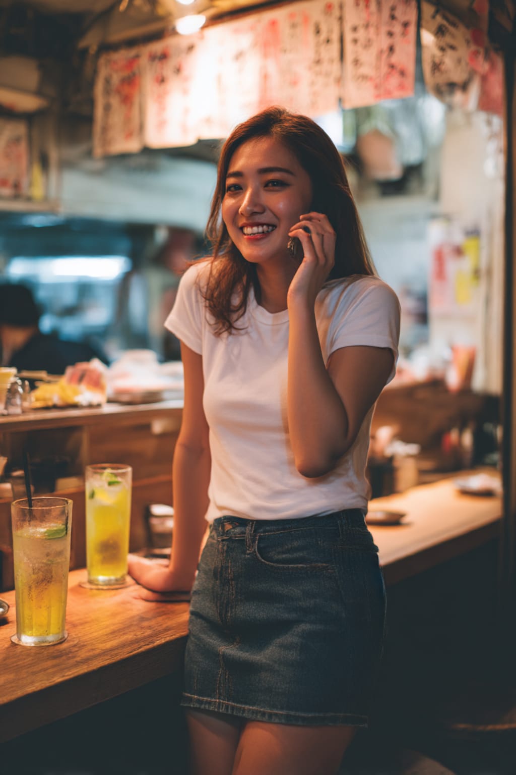 忘年会の居酒屋でエロい女子