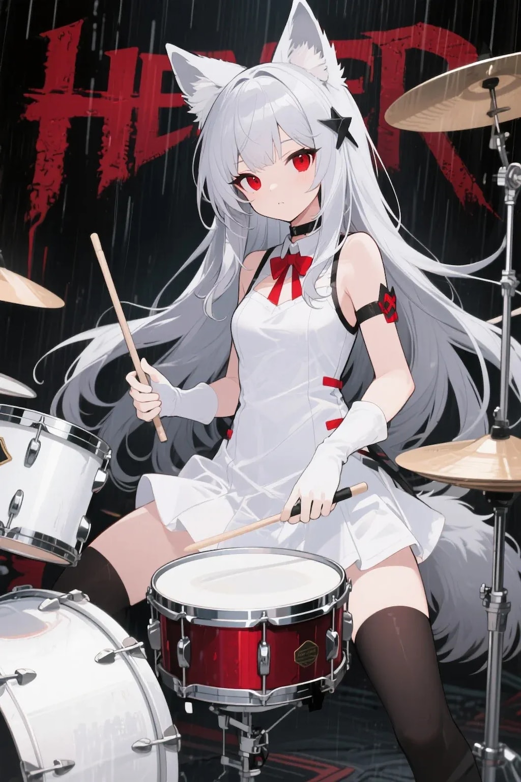 雨が降る中ゲリラライブをするポンコII