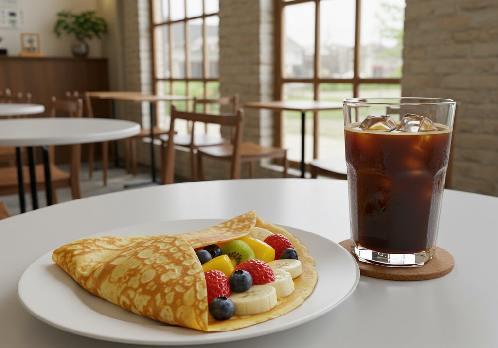 デザートのクレープとアイス珈琲