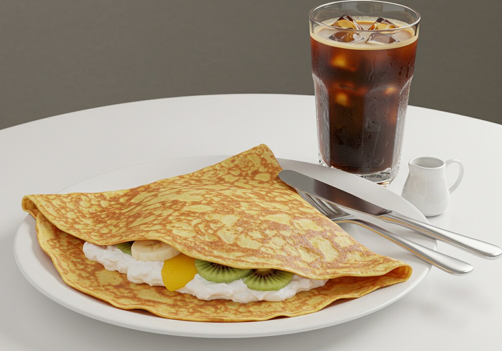 デザートのクレープとアイス珈琲