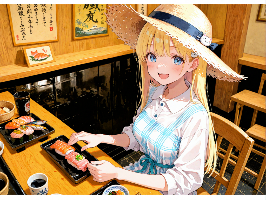 寿司を食べるひまりちゃん