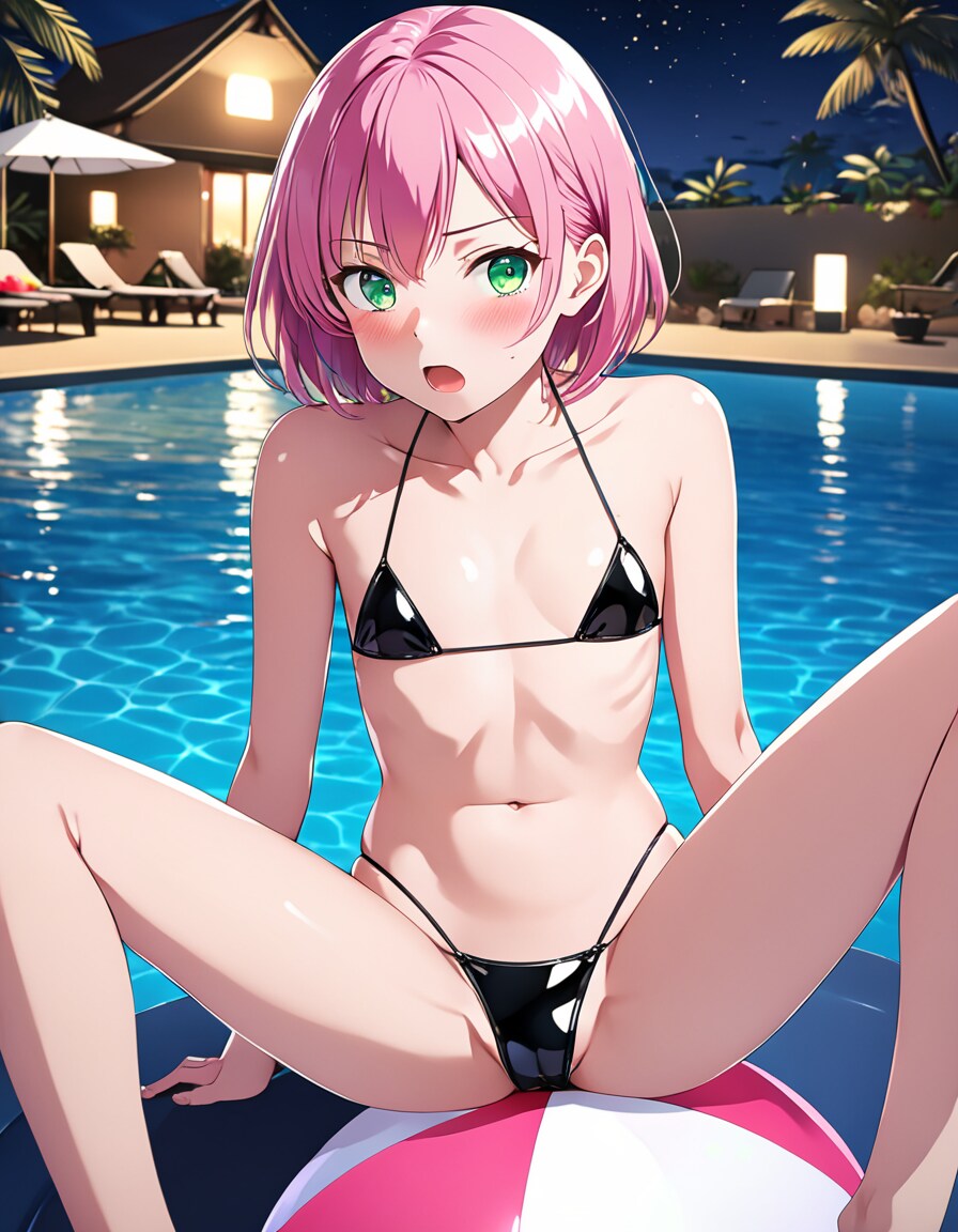 ビーチボールに股間を押しつけてきもちいい～