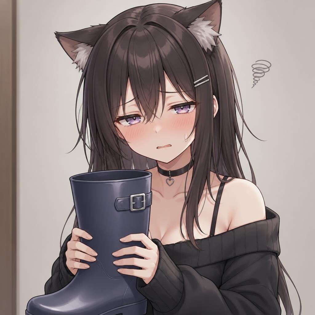 長靴に吐いた猫娘