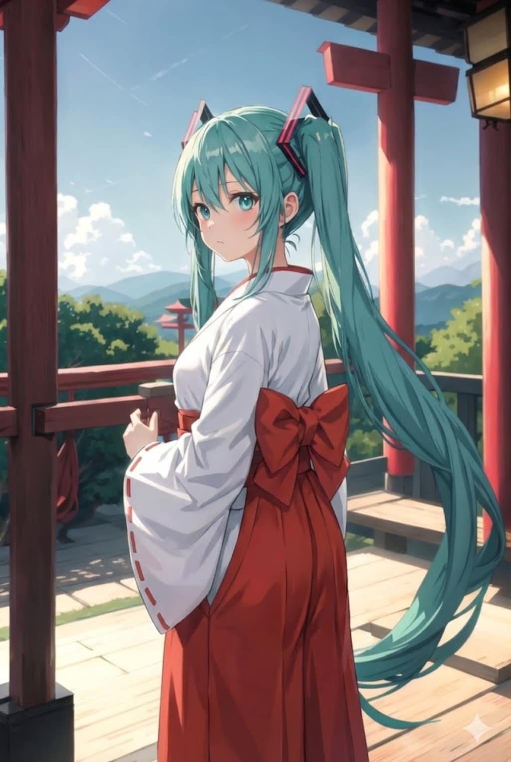 巫女さん、バックショット