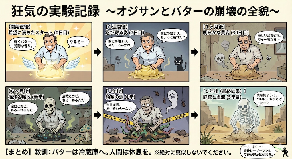 常温のバターを不眠不休で５年間練り続ける実験に挑んだ男