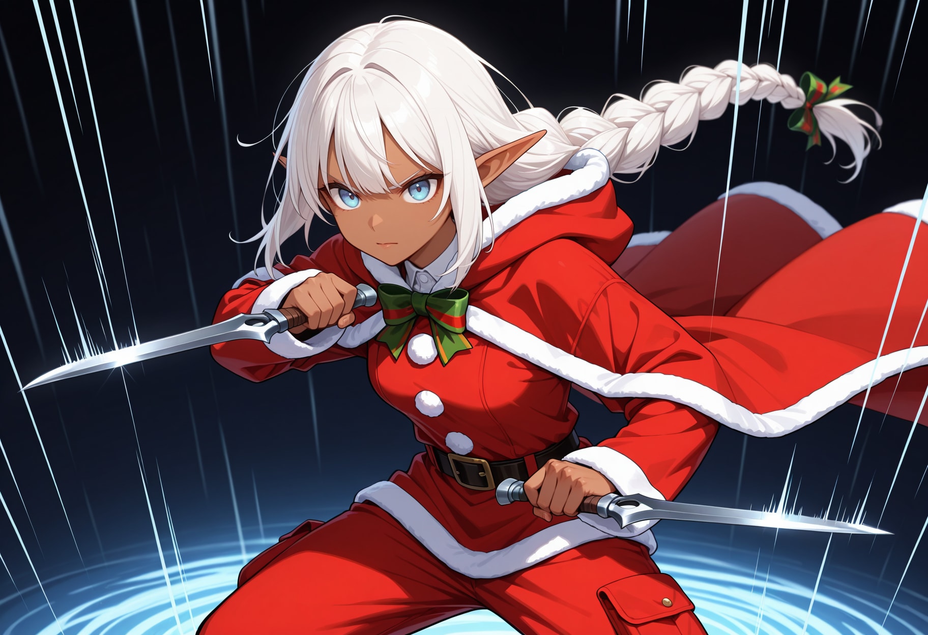 サンタクロース仕様のレンジャーなダークエルフさん | の人気AIイラスト・グラビア