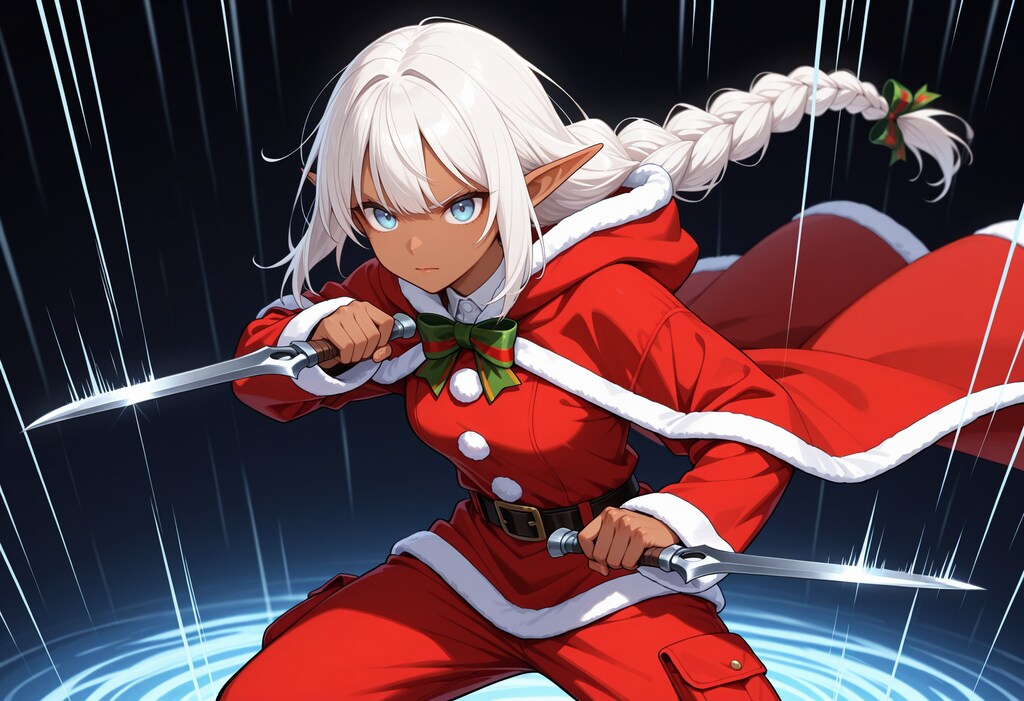 サンタクロース仕様のレンジャーなダークエルフさん