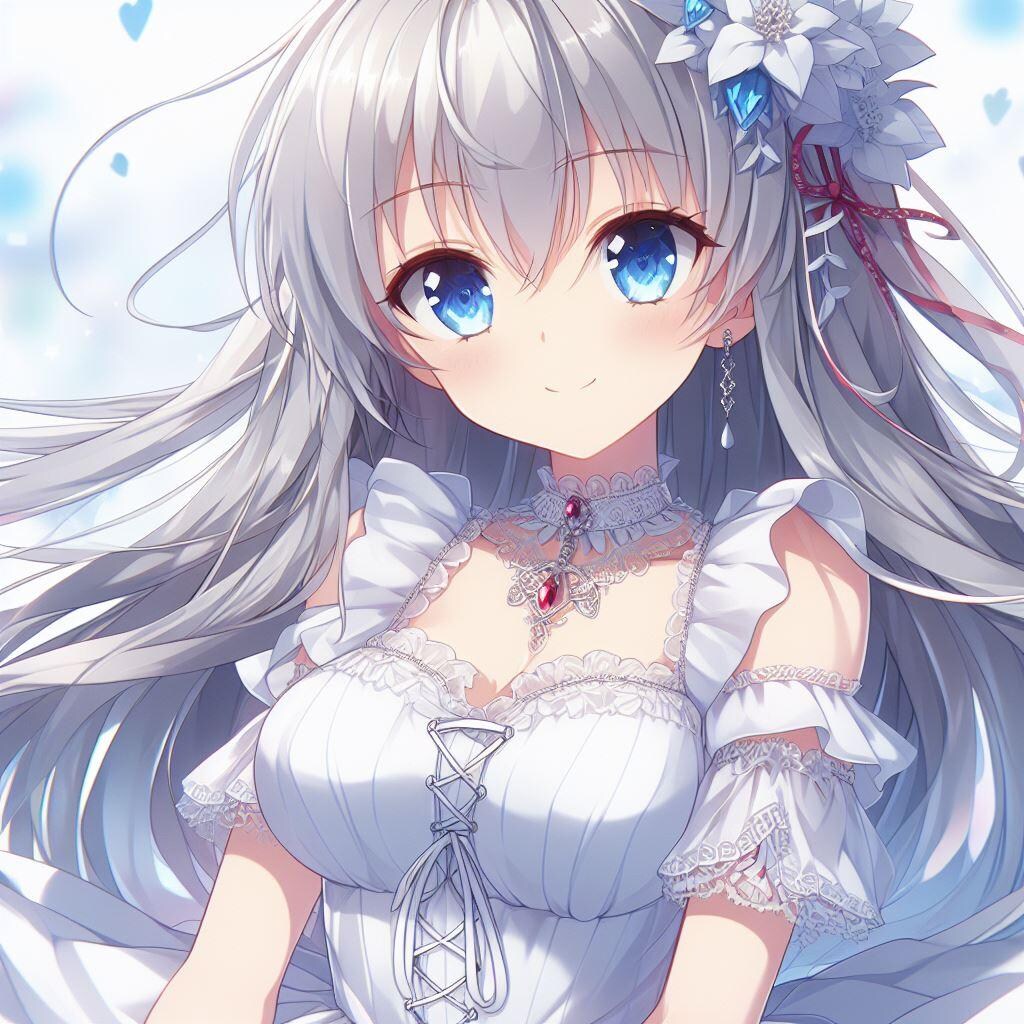 white crisp dress（白、黒、銀、金髪ver）