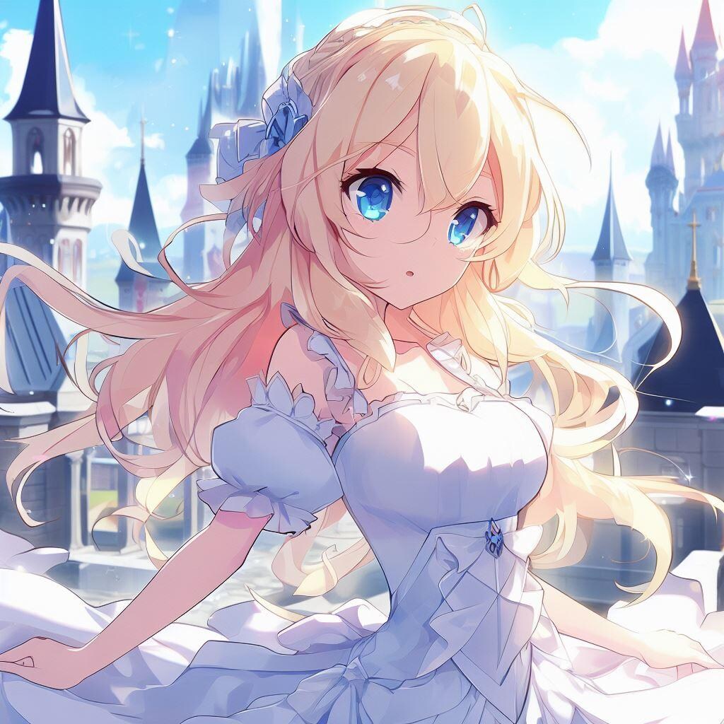 white crisp dress（白、黒、銀、金髪ver）