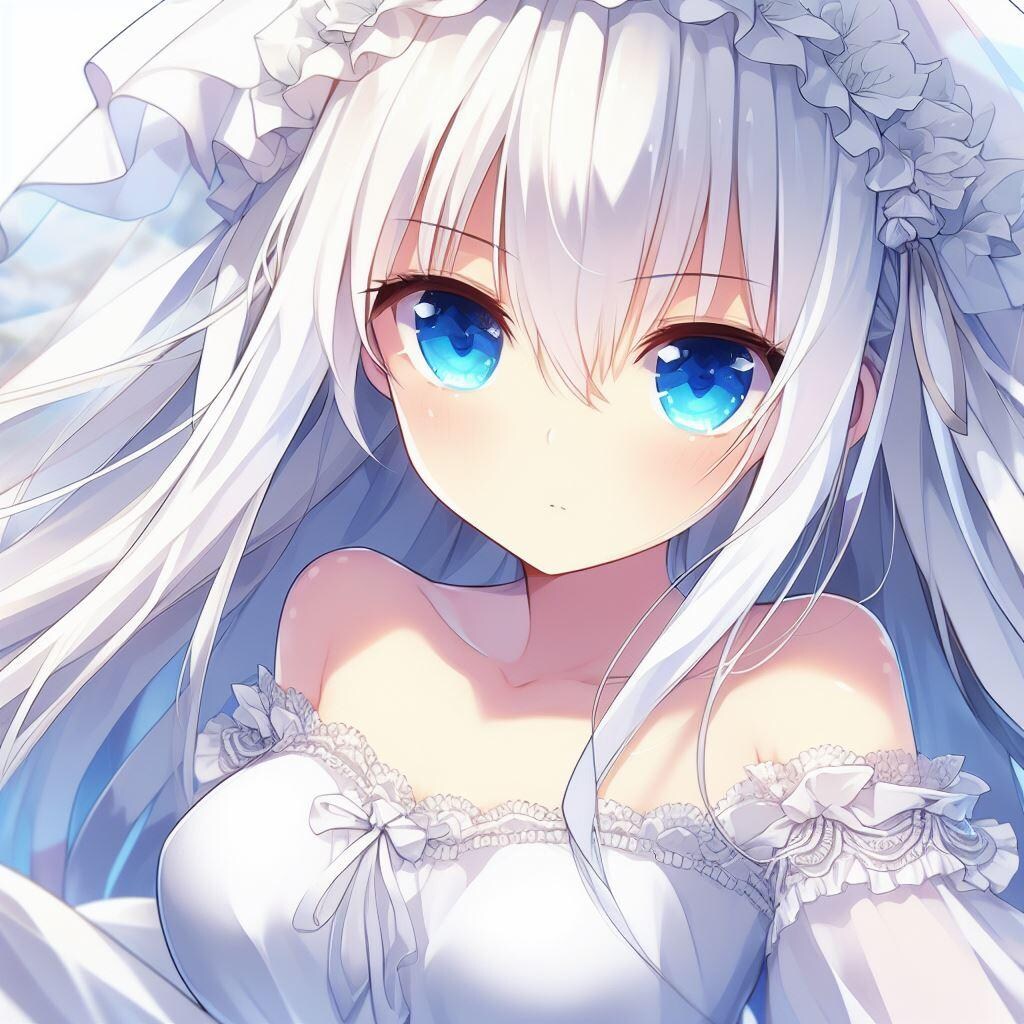 white crisp dress（白、黒、銀、金髪ver）