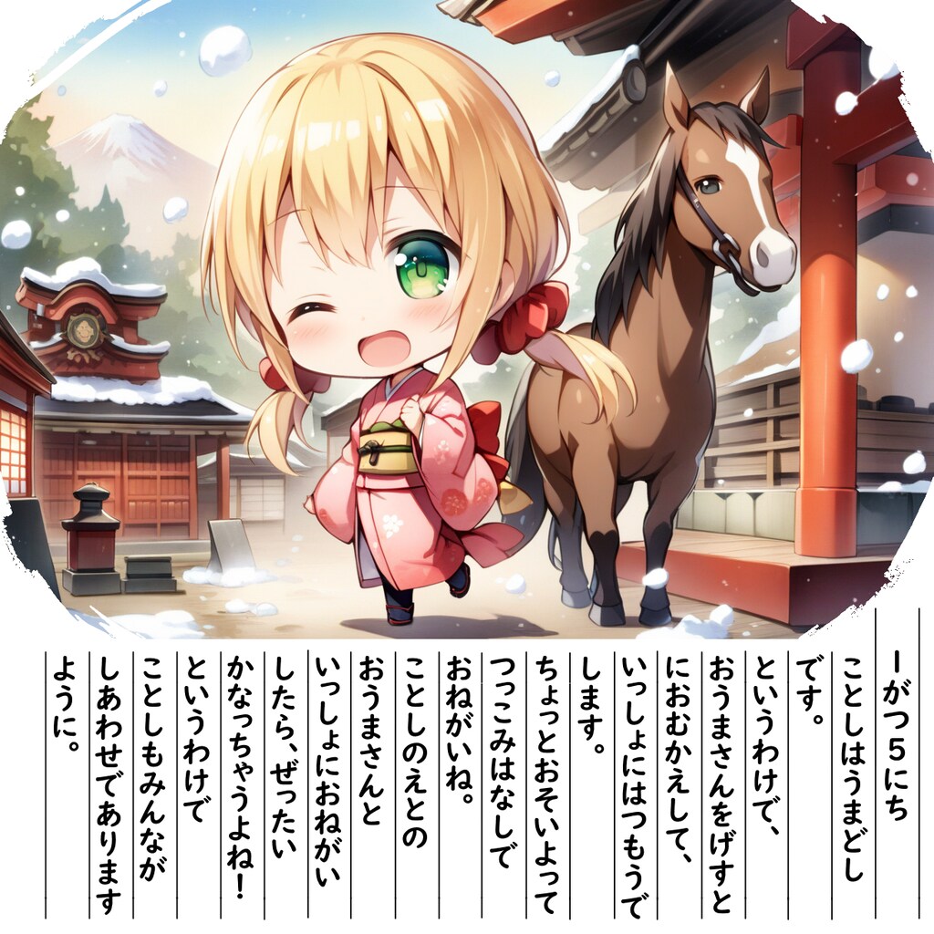 【絵日記】おうまさんとじんじゃ