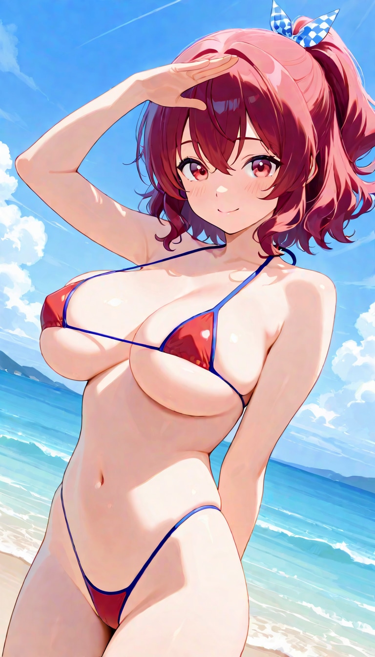 楽しげなマイクロビキニのリボンちゃんR15