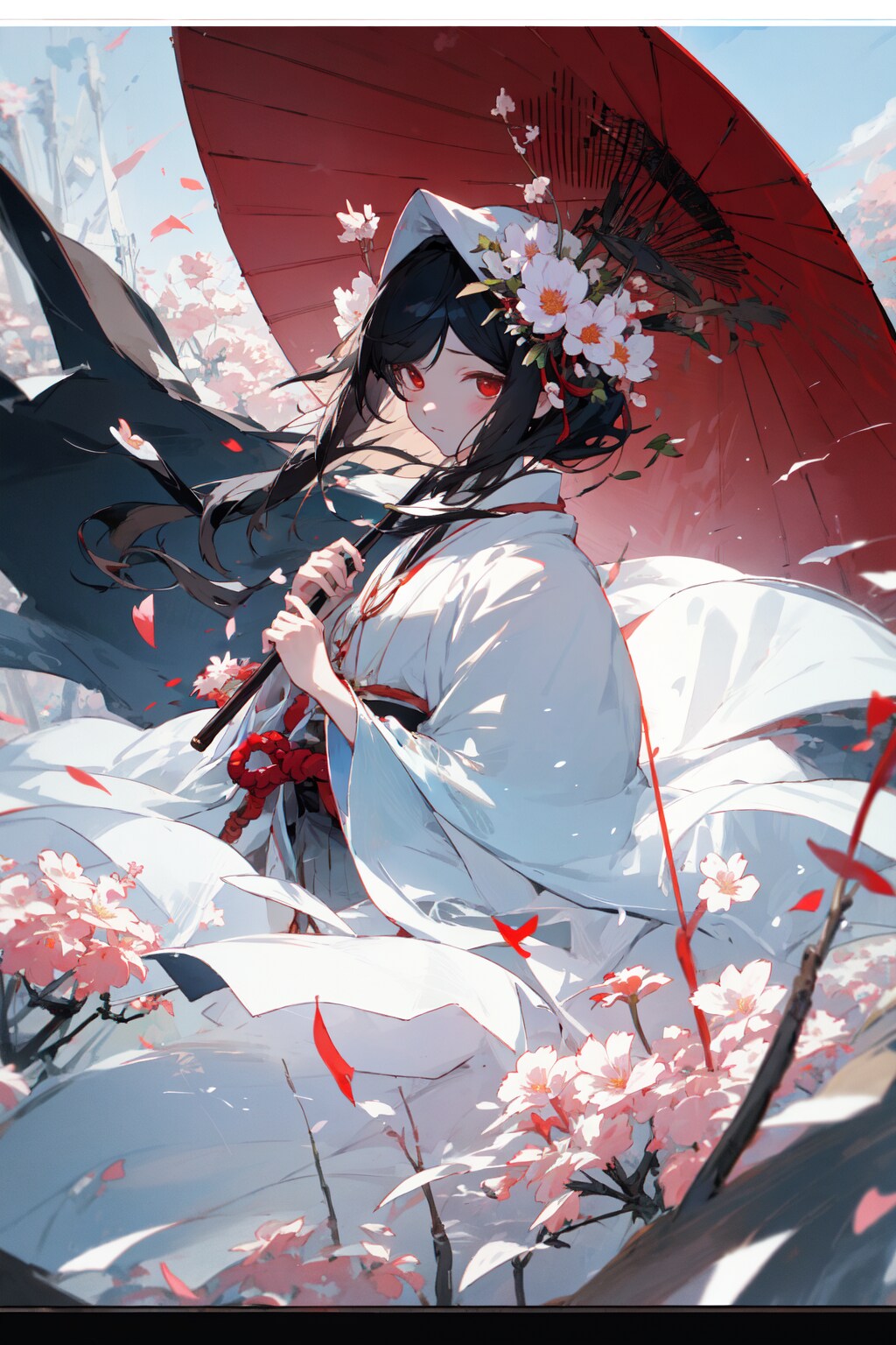 和風少女　桜　和傘