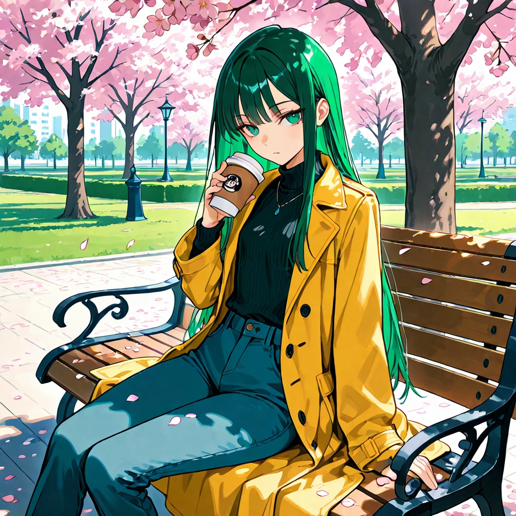 ベンチでひと息 | の人気AIイラスト・グラビア