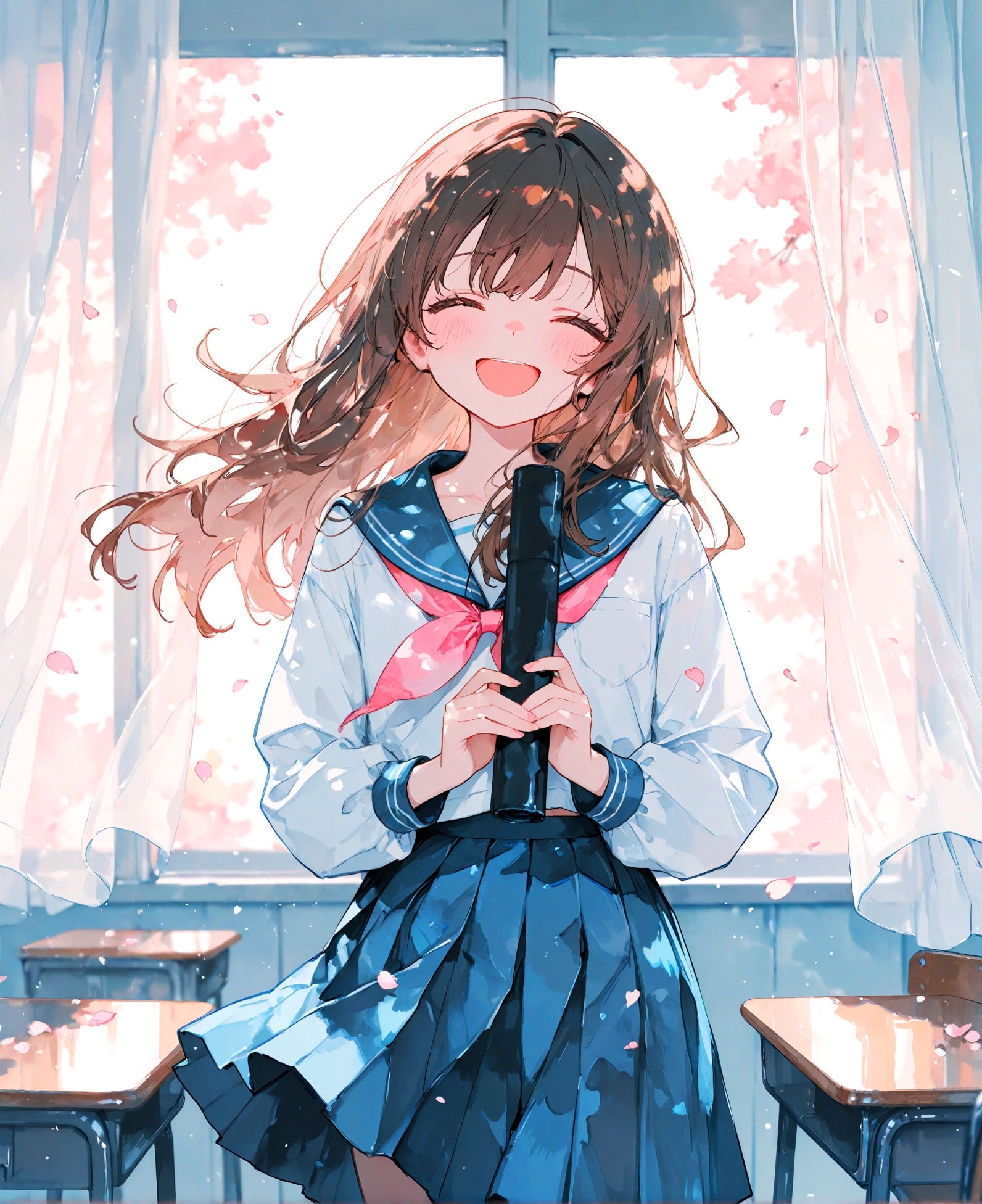 卒業する少女