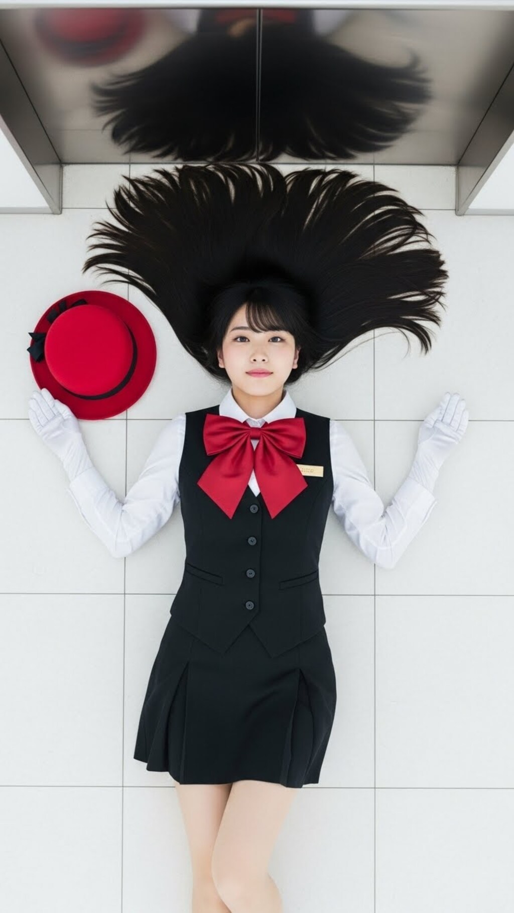 過酷な残業で倒れているデパートガール