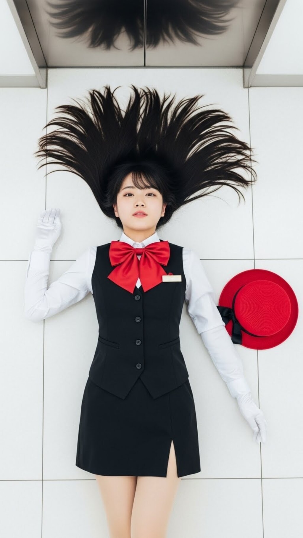 過酷な残業で倒れているデパートガール