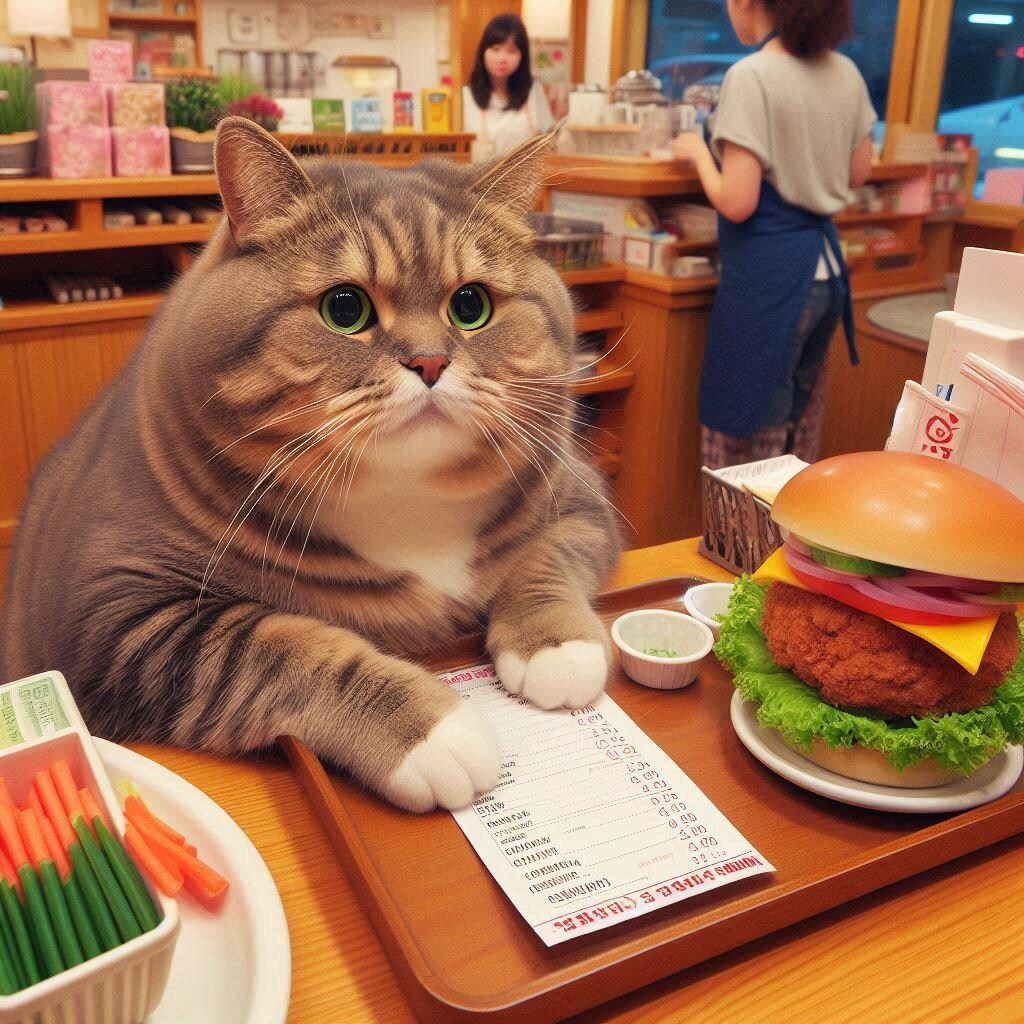 レストランの太っちょ猫