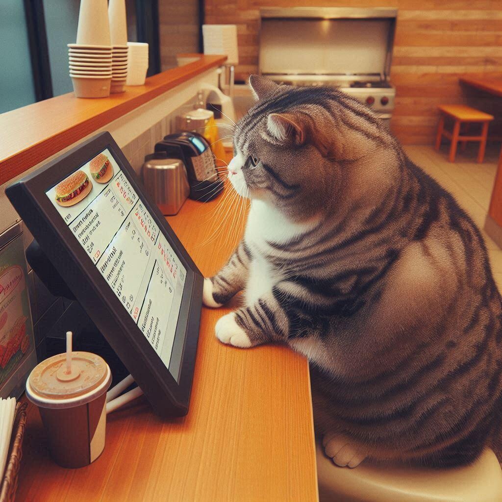 レストランの太っちょ猫