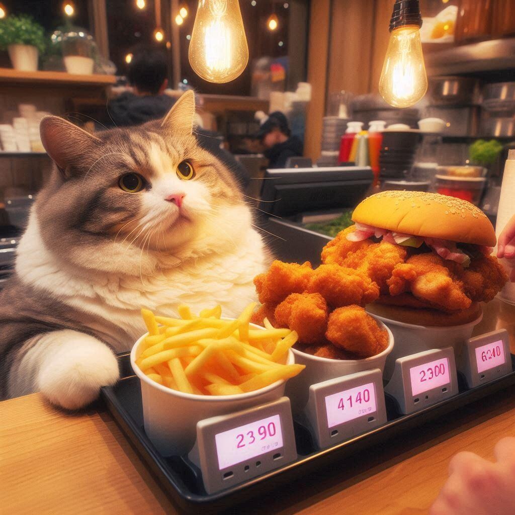 レストランの太っちょ猫