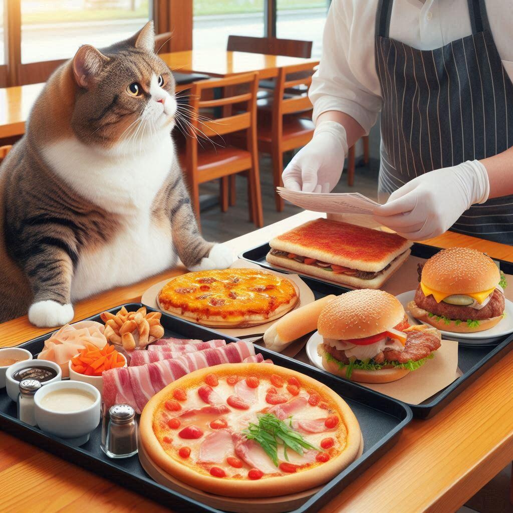 レストランの太っちょ猫