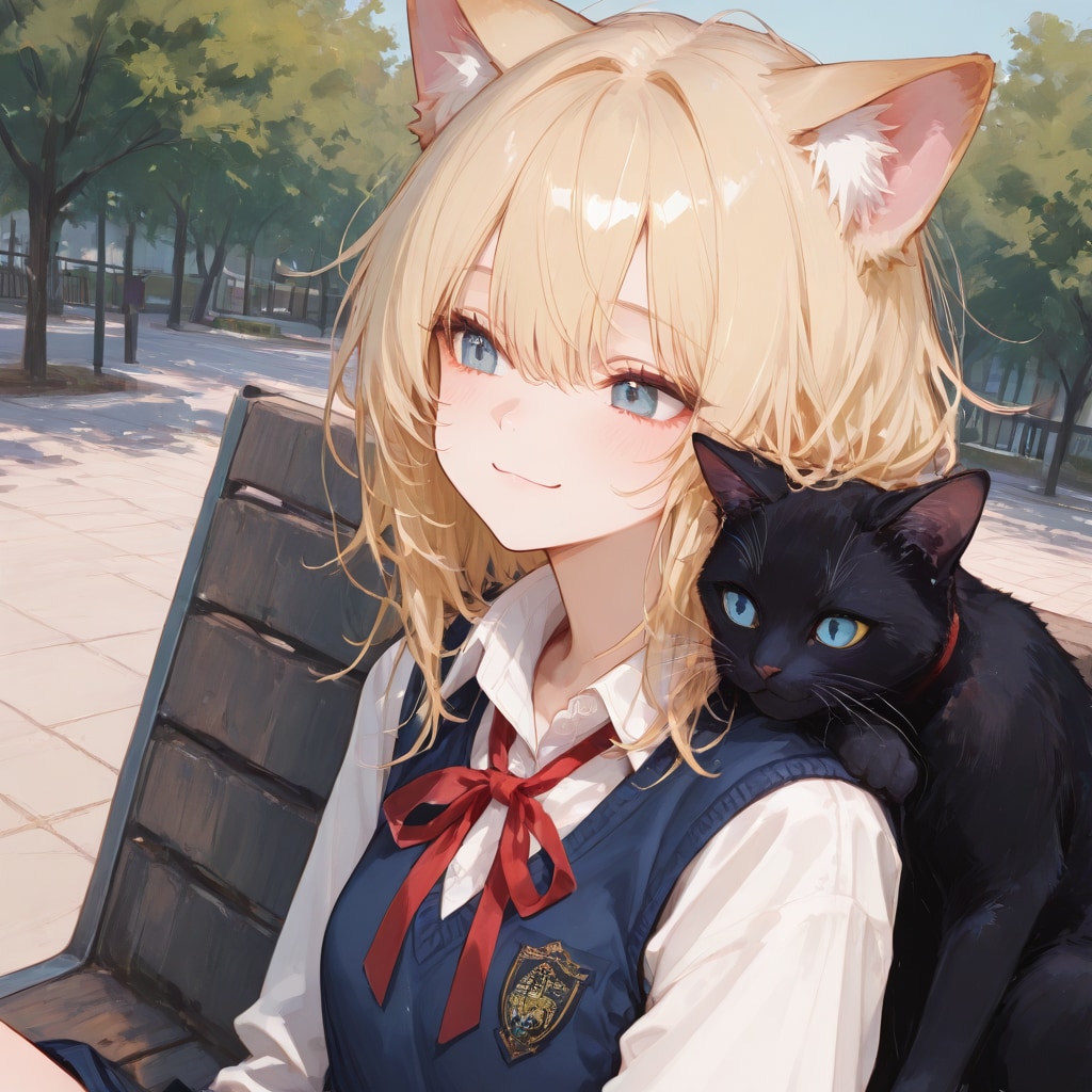 猫娘とでれ助（猫）