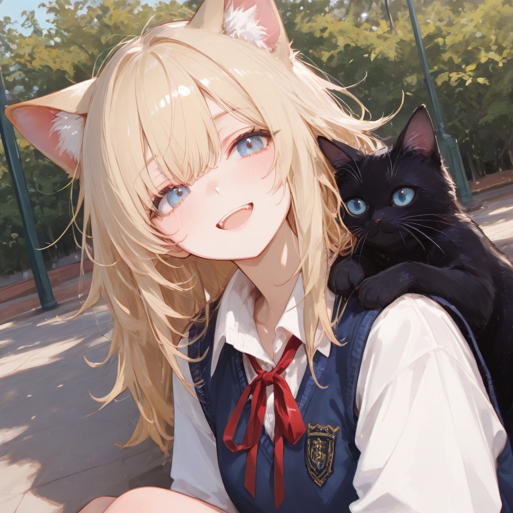 猫娘とでれ助（猫）