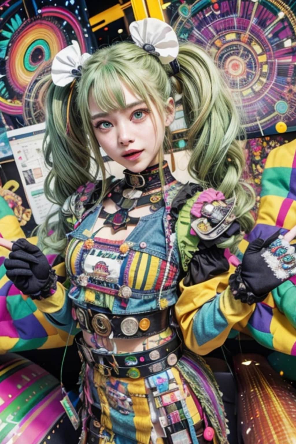 ドリルヘアーの緑髪の人